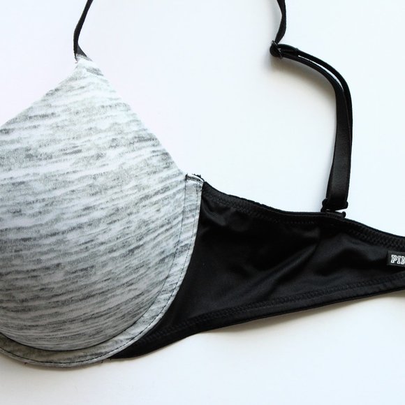 PINK Victoria's Secret Bra 32D Heather Gray Wear Everywhere Push Up U/W Padded - Picture 8 of 9